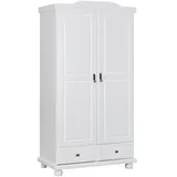 Livetastic Drehtürenschrank, Weiß, Holz, Kiefer, massiv, 4 Fächer, 2 Schublade(n) Schubladen, 104x198x56 cm, abschließbar, Schlafzimmer, Kleiderschränke, Drehtürenschränke