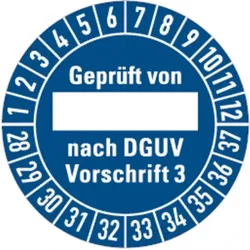 Dreifke® Prüfplakette Geprüft von, nach DGUV Vorschrift 3 ab 28 - 30 mm Folie selbstklebend, 10 St