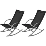 2 Stk. Garten-Schaukelstühle,Relaxsessel,Schaukelsessel Stahl und Textiline Schwarz VMEC270434