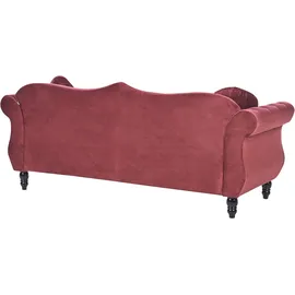 Beliani Sofa Samt 3-Sitzer Burgunderrot