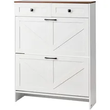 Vevor Schuhkipper 80 x 24 x 105 cm mit 2 Klappen und Schubladen / weiß
