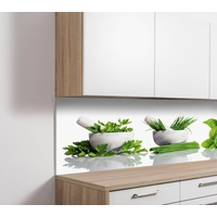 Express Küchen Küchenrückwand Kräuter, (1-tlg) grün|weiß 240 cm x 55,9 cm