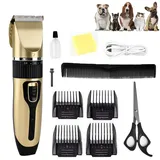 Hundeschermaschine Profi Hunde Schermaschine, Leise Hunde Katzen Tierhaarschneidemaschine, Schnurlosen Wiederaufladbare Elektrische Haarschneider mit 4 Führungskämmen, Haustier Grooming Clipper Kits