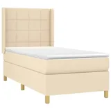 vidaXL Boxspringbett mit Matratze Creme 100x200 cm Stoff