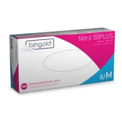 BINGOLD Nitril 50PLUS Einweghandschuh, blau 634902 , 1 Packung = 100 Stück, Größe M