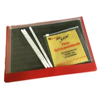 RHEITA 5602-1/9 Kunststofftafelset (Rheitaflex) 6 teilig, Kunststofftafel liniert/kariert, 3 Spezialgriffel, Schwammtuch, Tafelschoner,liniert/kariert