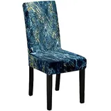 Morbuy Marmor Stuhlhussen 1er/4er/6er/10er Set Stretch Stuhlbezug für Esszimmerstühle, Waschbarer Stuhlhussen Schwingstühle Stuhlüberzug für Haus Hotel Hochzeit Partys Dekor (6er Set,Navy blau)