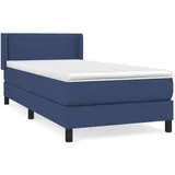 vidaXL Boxspringbett mit Matratze Blau 100x200 cm Stoff