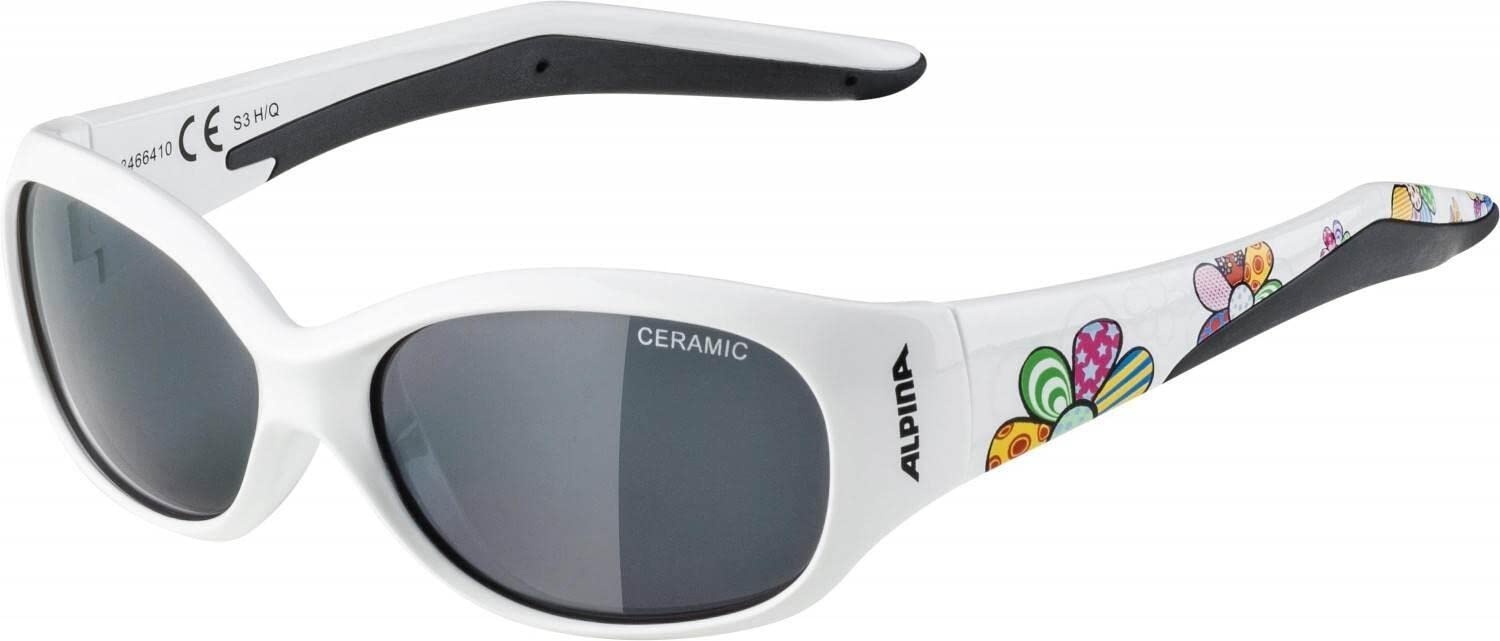ALPINA FLEXXY KIDS - Flexible und Bruchsichere Sonnenbrille Mit 100% UV-Schutz Für Kinder, white flower gloss, One Size