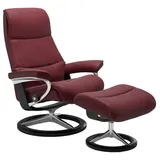 STRESSLESS Sessel mit Hocker View Signature Leder Rot Batick Bordeaux M (Medium)