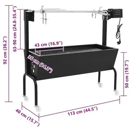 vidaXL BBQ Rotisserie Edelstahl schwarz