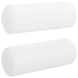 vidaXL Bolsterkissen 2 Stück Weiß Ø 25 x 70 cm Stoff, Zylindrische Kissen, abnehmbare Bezüge, stützende Polster, dekorative Rollen, vielseitige Wohnaccessoires