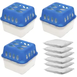 3 Stück Innenraum Raumentfeuchter Luftentfeuchter + 6 x Granulat 400g