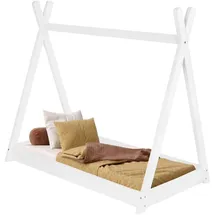 SPRINGOS Hausbett Tipi 70 x 140 cm Massivholz weiß