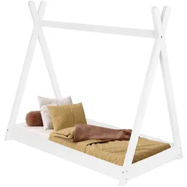 SPRINGOS Hausbett Tipi 70 x 140 cm Massivholz weiß