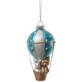 MARELIDA Weihnachtsbaumschmuck Heißluftballon mit Bär Hase Weihnachtskugel blau