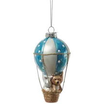 MARELIDA Weihnachtsbaumschmuck Heißluftballon mit Bär Hase Weihnachtskugel blau