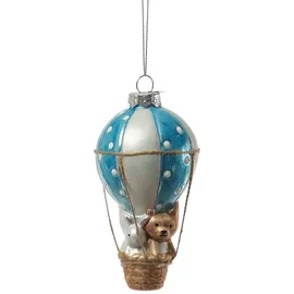 MARELIDA Weihnachtsbaumschmuck Heißluftballon mit Bär Hase Weihnachtskugel blau