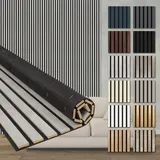 HEXIM Akustikpaneele 2 Stück 278x60cm Holz Comfort - flexible Holzpaneele Platten Lamellenwand flexibel MDF Wandpaneele TV Wandverkleidung Holzwand Deko grau (3.34m2 Chicago Concrete)