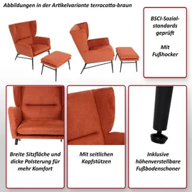 MCW Lounge-Sessel mit Ottomane MCW-L62, Sessel, Polstersessel Cocktailsessel Hocker, Stoff/Textil ~ grün
