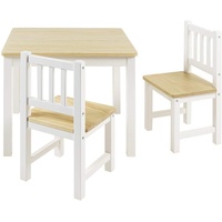 BOMI Kindersitzgruppe Holzsitzgruppe Amy, Kindertischgruppe aus Holz (Tisch und 2 Stühle, 3-tlg) beige|weiß