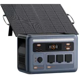 OSCAL PowerMax 1800SE Tragbare Powerstation mit 100W Solarpanel, 1024Wh LFP Batterie Backup mit 3x1800W AC Ausgäng, Schnellladung von 0-80% in 45 Mins Solar Generator, Notstromaggregat für Camping