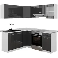 Vicco Winkelküche L-Form 190 cm Anthrazit Hochglanz/Weiß