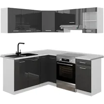 Vicco Winkelküche L-Form 190 cm Anthrazit Hochglanz/Weiß
