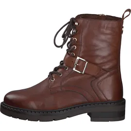 Marco Tozzi Damen Stiefeletten zum Schnüren aus Leder mit Reißverschluss, Braun (Cognac), 41 EU