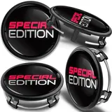 SkinoEu 4 x 75 mm Nabendeckel Felgendeckel Kompatibel mit Mercedes Benz Radnabenabdeckung Nabenkappen Felgenkappen Radkappen Alufelgen B66470207 / B66470200 (Special Edition Schwarz Silber Rot cm 18)