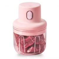 HERZBERG Herzberg, HG03176-PNK, Tragbarer drahtloser elektrischer Zerkleinerer 250ml Rosa, Edelstahlklinge, 45W Motor, Lebensmittelqualität Behälter, drahtloses Laden, Kapazität 250 ml