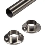 Gedotec Garderobenstange | FORTE | 2000 mm Schrankrohr | 1 Stück Möbelstange mit 2 Stück Wand-Befestigungen | Ø 25 mm Möbelrohr | Edelstahl Schrankstange Wand-Montage | für Kleiderschrank & Garderobe