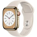 Apple Watch Series 8 GPS + Cellular 45 mm Edelstahlgehäuse gold, Sportarmband polarstern