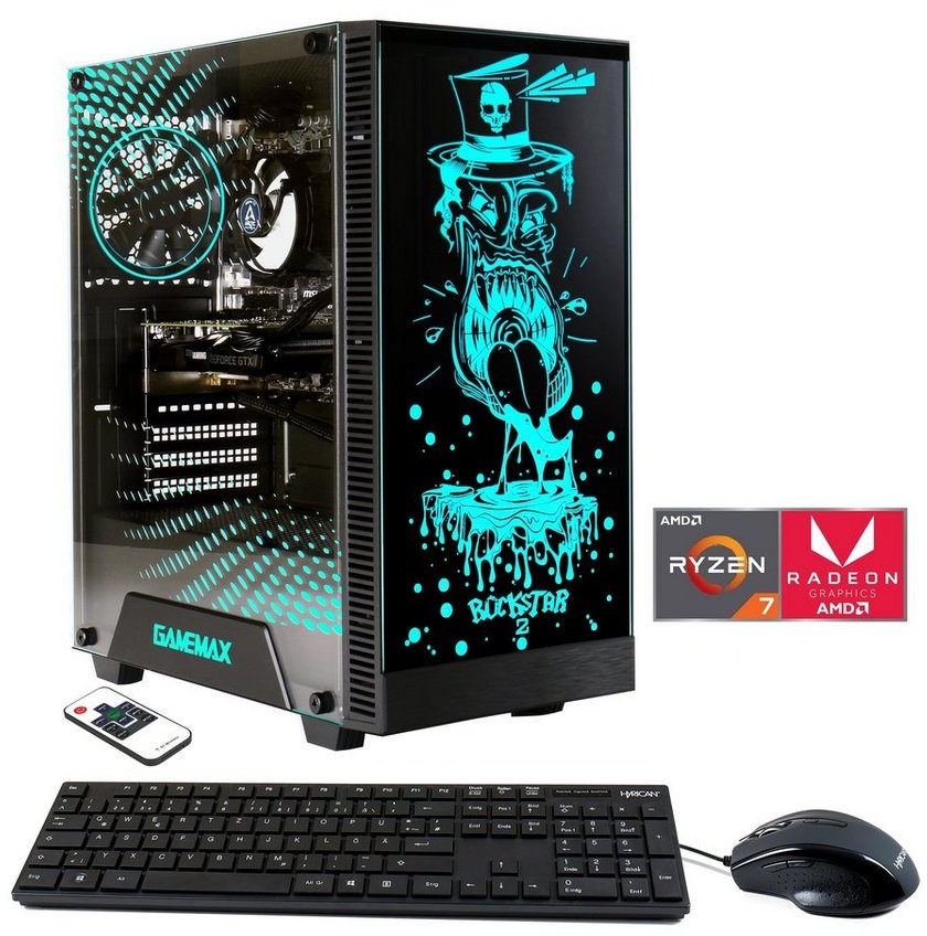 Hyrican Multimedia-PC Rockstar 6737 PC (AMD Ryzen 7 5700G, Radeon Graphics, 16 GB RAM, 2000 GB SSD, Luftkühlung, Windows 11) schwarz