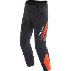 Dainese Drake 2 Air Absoluteshell Pants, Wasserdichte Motorradhose, belüftet, mit abnehmbaren Knieschonern, Mann, Schwarz/Rot-Fluo, 48