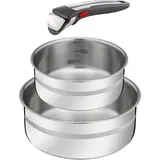 Tefal Ingenio G6, - 26.4x16.8x24.6 cm, abnehmbarer Griff, 2 Edelstahl-Töpfe, Induktion, ofenfest, platzsparend, Messmarken, L977S344