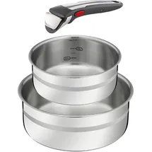 Tefal Ingenio G6, - 26.4x16.8x24.6 cm, abnehmbarer Griff, 2 Edelstahl-Töpfe, Induktion, ofenfest, platzsparend, Messmarken, L977S344