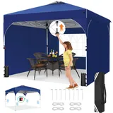 TOOLUCK Pavillon 3x3 Wasserdicht Stabil Winterfest Faltpavillon Gartenpavillon Partyzelt Pop Up Pavillon Klappbar UV Schutz 50+ Höhenverstellbar mit Entlüftung & 3 Stoffstücken&4 Sandsäcke,Navy Blau