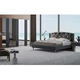 Xlmoebel Komplettschlafzimmer Chesterfield Doppelbett mit eleganter Polsterung in zeitlosem Design, (4-tlg., Bett, Kleiderschrank, 2x Nachttische), Hergestellt in Europa grau