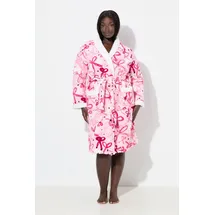 Ulla Popken Bademantel Schleifen Schalkragen Plüsch Rosa 48