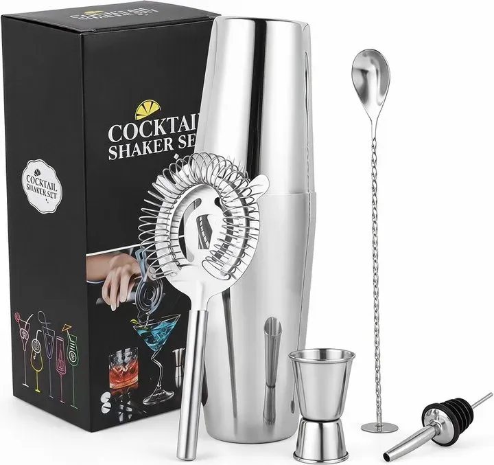 Huacan Edelstahl-Shaker Cocktail-Set 800/600ml 5-teilig