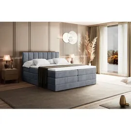 altdecor Boxspringbett mit Matratze Topper, Polsterbett mit Bettkasten, OTTA KING - Grau