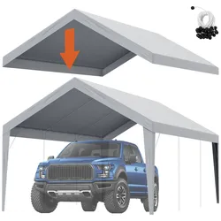 VEVOR Garagenzelt, 3,6 x 6 m, Garagendachzelt, Unterstandplane, wasserdicht und UV-geschützt, einfache Installation mit Spanngurten, grau (nur Dachabdeckung, Rahmen nicht im Lieferumfang enthalten)