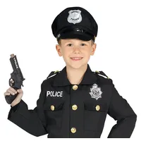 Fiestas Guirca Kostüm, Polizei Karnevalskappe Schwarz Fasching Kostüm Zubehört Mütze Kind schwarz