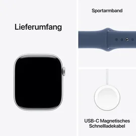 Apple Watch Series 10 GPS 46 mm Aluminiumgehäuse silber Sportarmband denim S/M