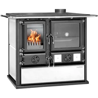 None Festbrennstoffherd "»Cook Premium« Perl White, Aufstellort in deinem Zuhause", schwarz, Kaminöfen, Küchenofen, Ofenherd zum Heizen, Kochen & Backen
