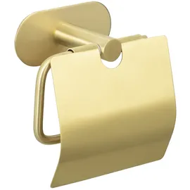 Wenko Turbo-Loc® Bad Acessoires Toilettenpapierhalter mit Deckel Orea Gold Matt, Befestigen ohne bohren