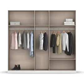 Rauch Drehtürenschrank RAUCH "Kleiderschrank Schrank Garderobe Wäscheschrank BARI mit Spiegel", grau (graumetallic, eiche artisan), B:225cm H:210cm T:54cm, Holzwerkstoff, Schränke, Drehtürenschrank, mit Schubasten außen, moderner Griff in Graumetallic MADE IN
