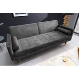 Riess-Ambiente Schlafsofa COUTURE - 196cm grau Microvelours 3-Sitzer Couch Bettfunktion ink. Kissen
