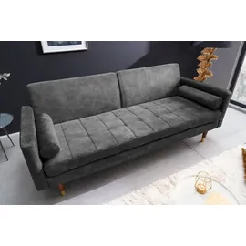Riess-Ambiente Schlafsofa COUTURE - 196cm grau Microvelours 3-Sitzer Couch Bettfunktion ink. Kissen